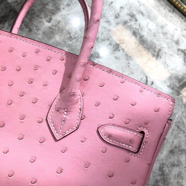Hermes女包 愛馬仕Birkin30cm Hermes鉑金包 進口k級鴕鳥皮 手工蠟線縫製 Hermes鴕鳥皮手提女包  am1984